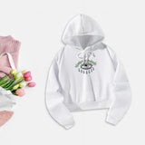 Maxbell Women Hoodie Crop Top Graphic Print for Fall Winter Trendy Hooded Sweatshirt XL