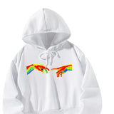 Maxbell Long Sleeve Hoodie Graphic Print Hooded Pullover for Lady Sports Travel S White