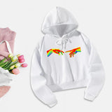 Maxbell Long Sleeve Hoodie Graphic Print Hooded Pullover for Lady Sports Travel S White