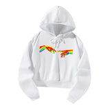 Maxbell Long Sleeve Hoodie Graphic Print Hooded Pullover for Lady Sports Travel M White