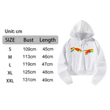 Maxbell Long Sleeve Hoodie Graphic Print Hooded Pullover for Lady Sports Travel L White
