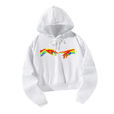 Maxbell Long Sleeve Hoodie Graphic Print Hooded Pullover for Lady Sports Travel L White