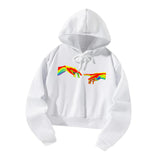 Maxbell Long Sleeve Hoodie Graphic Print Hooded Pullover for Lady Sports Travel L White