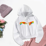 Maxbell Long Sleeve Hoodie Graphic Print Hooded Pullover for Lady Sports Travel L White