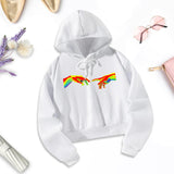 Maxbell Long Sleeve Hoodie Graphic Print Hooded Pullover for Lady Sports Travel XL White