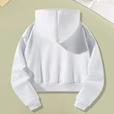 Maxbell Long Sleeve Hoodie Graphic Print Hooded Pullover for Lady Sports Travel XL White