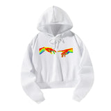 Maxbell Long Sleeve Hoodie Graphic Print Hooded Pullover for Lady Sports Travel XXL White