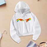 Maxbell Long Sleeve Hoodie Graphic Print Hooded Pullover for Lady Sports Travel XXL White