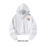 Maxbell Womens Crop Top Hoodie Sweatshirt Pullover Sweatshirt for Work Autumn Hiking S White
