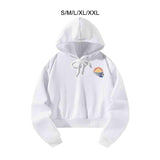 Maxbell Womens Crop Top Hoodie Sweatshirt Pullover Sweatshirt for Work Autumn Hiking S White