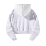 Maxbell Womens Crop Top Hoodie Sweatshirt Pullover Sweatshirt for Work Autumn Hiking M White