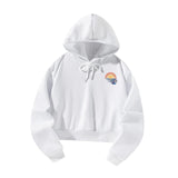 Maxbell Womens Crop Top Hoodie Sweatshirt Pullover Sweatshirt for Work Autumn Hiking M White