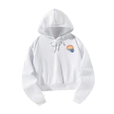 Maxbell Womens Crop Top Hoodie Sweatshirt Pullover Sweatshirt for Work Autumn Hiking L White