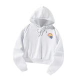 Maxbell Womens Crop Top Hoodie Sweatshirt Pullover Sweatshirt for Work Autumn Hiking XXL White