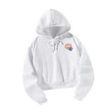 Maxbell Womens Crop Top Hoodie Sweatshirt Pullover Sweatshirt for Work Autumn Hiking XXL White