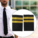 Maxbell 2xAirline Epaulets Traditional with Gold Stripes Officer Shoulder Boards two bars