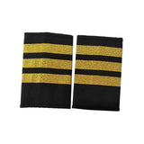 Maxbell 2xAirline Epaulets Traditional with Gold Stripes Officer Shoulder Boards three bars
