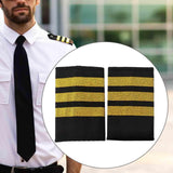 Maxbell 3xAirline Epaulets Traditional with Gold Stripes Officer Shoulder Boards three bars