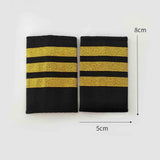 Maxbell 2xAirline Epaulets Traditional with Gold Stripes Officer Shoulder Boards three bars
