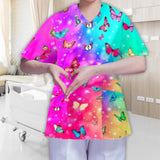 Maxbell 3xWomens V Neck Scrub Top Soft Nurse Work Uniform for Healthcare Beauty Center XL Colorful