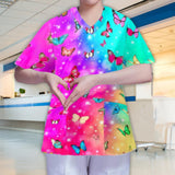 Maxbell 3xWomens V Neck Scrub Top Soft Nurse Work Uniform for Healthcare Beauty Center XL Colorful