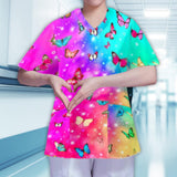 Maxbell 3xWomens V Neck Scrub Top Soft Nurse Work Uniform for Healthcare Beauty Center XL Colorful
