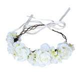 Maxbell Maxbell Women Flower Headband Wreath Delicate Photo Props Rose Flower Crown Headband Beige