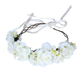 Maxbell Maxbell Women Flower Headband Wreath Delicate Photo Props Rose Flower Crown Headband Beige