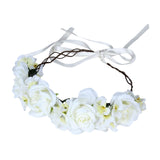 Maxbell Maxbell Women Flower Headband Wreath Delicate Photo Props Rose Flower Crown Headband Beige