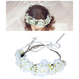 Maxbell Maxbell Women Flower Headband Wreath Delicate Photo Props Rose Flower Crown Headband Beige
