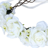 Maxbell Maxbell Women Flower Headband Wreath Delicate Photo Props Rose Flower Crown Headband Beige