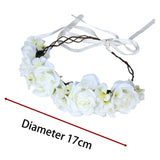 Maxbell Maxbell Women Flower Headband Wreath Delicate Photo Props Rose Flower Crown Headband Beige
