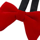 Maxbell 5xMen's Velvet Bow Tie Solid Color Formal Big Bow Tie for Party Groom Business Red