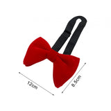 Maxbell 5xMen's Velvet Bow Tie Solid Color Formal Big Bow Tie for Party Groom Business Red