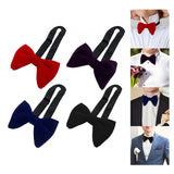 Maxbell 2xMen's Velvet Bow Tie Solid Color Formal Big Bow Tie for Party Groom Business Red