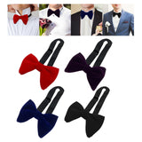 Maxbell 5xMen's Velvet Bow Tie Solid Color Formal Big Bow Tie for Party Groom Business Red