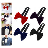 Maxbell 3xMen's Velvet Bow Tie Solid Color Formal Big Bow Tie for Party Groom Business Red