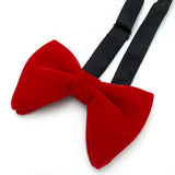 Maxbell 4xMen's Velvet Bow Tie Solid Color Formal Big Bow Tie for Party Groom Business Red