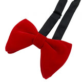 Maxbell 2xMen's Velvet Bow Tie Solid Color Formal Big Bow Tie for Party Groom Business Red