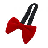 Maxbell 2xMen's Velvet Bow Tie Solid Color Formal Big Bow Tie for Party Groom Business Red