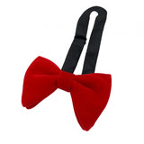 Maxbell 5xMen's Velvet Bow Tie Solid Color Formal Big Bow Tie for Party Groom Business Red