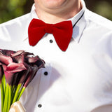 Maxbell 5xMen's Velvet Bow Tie Solid Color Formal Big Bow Tie for Party Groom Business Red