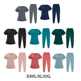 Maxbell Maxbell Female Scrub Set Short Sleeves Machine Washable with Pockets Nursing Uniform S Gray