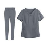 Maxbell Maxbell Female Scrub Set Short Sleeves Machine Washable with Pockets Nursing Uniform S Gray