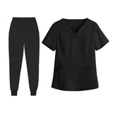 Maxbell Maxbell Female Scrub Set Short Sleeves Machine Washable with Pockets Nursing Uniform M Black