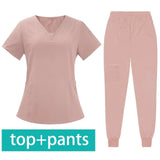 Maxbell Maxbell Female Scrub Set Short Sleeves Machine Washable with Pockets Nursing Uniform S Pink