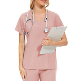 Maxbell Maxbell Female Scrub Set Short Sleeves Machine Washable with Pockets Nursing Uniform S Pink
