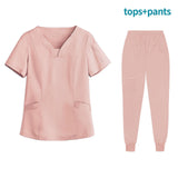 Maxbell Maxbell Female Scrub Set Short Sleeves Machine Washable with Pockets Nursing Uniform S Pink