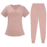 Maxbell Maxbell Female Scrub Set Short Sleeves Machine Washable with Pockets Nursing Uniform S Pink