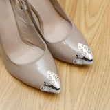 Maxbell 6x2 Pieces Metal Shoes Pointed Protector Supplies Elegant Women Shoes Tips Cap Silver